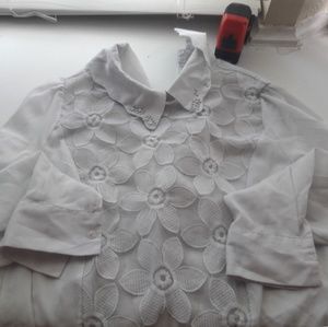 White long-sleeve silk shirt